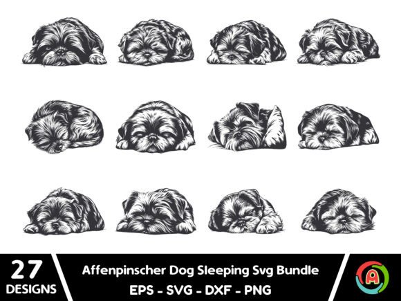 Affenpinscher Dog Sleeping Svg Bundle