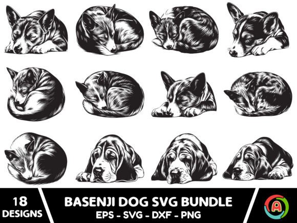 Basenji Dog Sleeping Svg Bundle