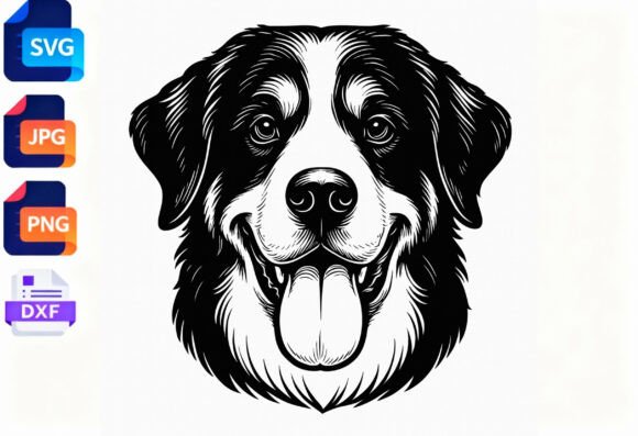 Bernese Mountain Dog Head SVG Design