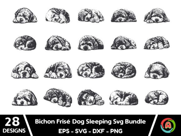 Bichon Frisé Dog Sleeping Svg Bundle