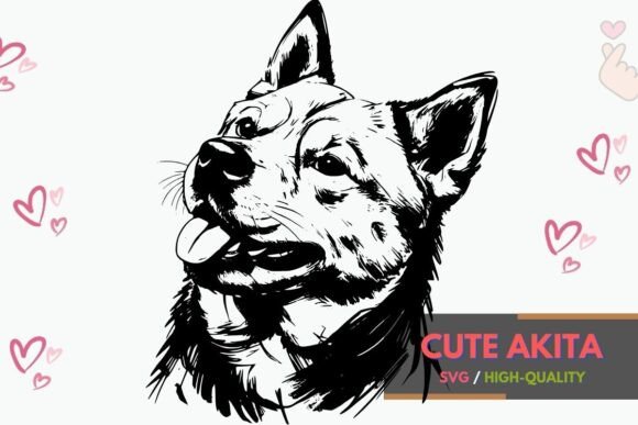Cute Akita Dog - Flat Vector SVG
