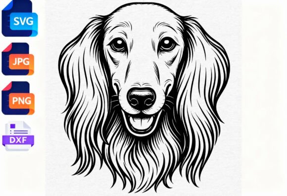 Dachshund Dog Head SVG Black and White