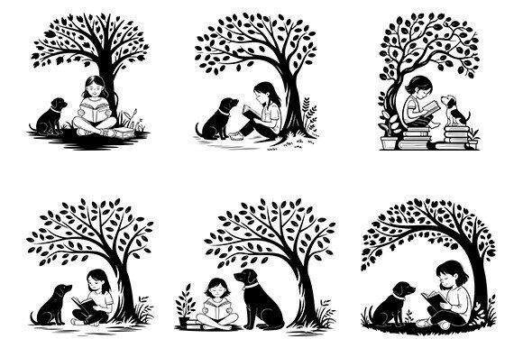 Dog and Girl Under Tree SVG Bundle Review