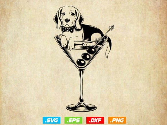 Dog in Martini Glass Svg,Dog Lover Shirt