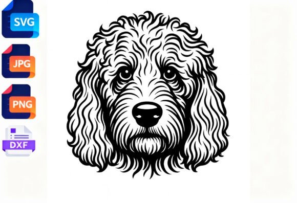Dog Portrait SVG Black and White Art