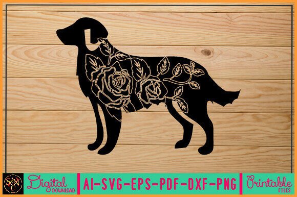 Flower Dog Animal SVG Vector 37