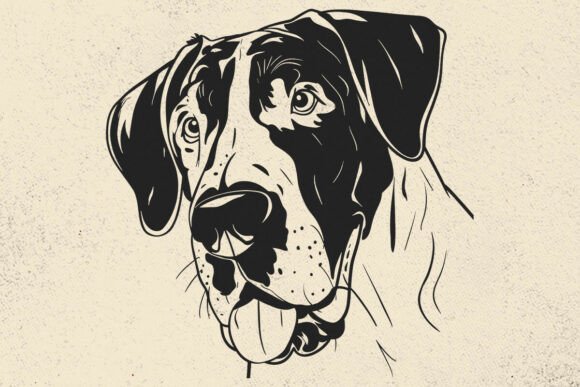 Great Dane Svg, Dog Face Vector Image