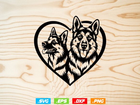 Heart with German Shepherd Svg, Dog Lover