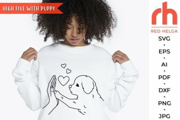 High Five with Puppy SVG, Pet Lover DXF