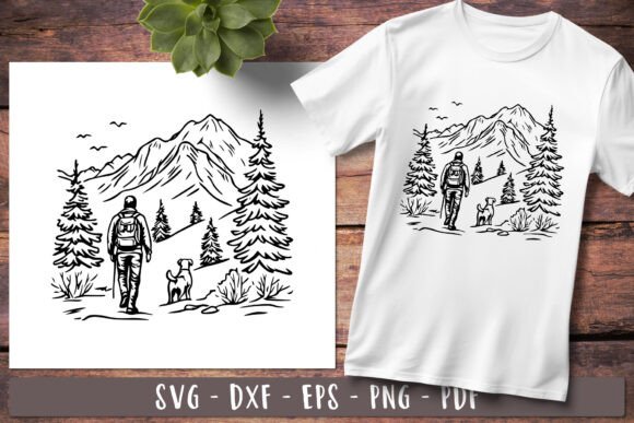 Mountains and Trees Svg Trekking Hiker
