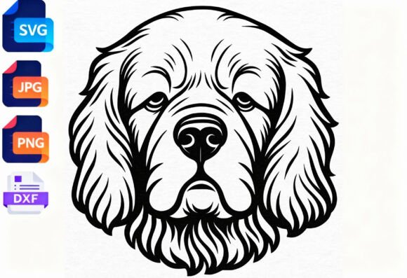Newfoundland Dog Face SVG Clipart Art