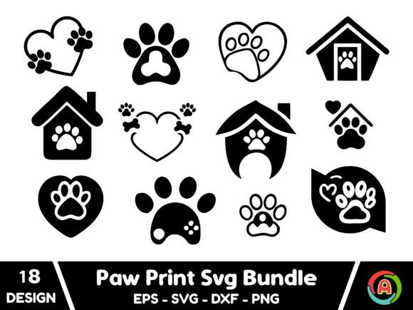 Paw Print Svg, Dog Paw Print Svg Bundle