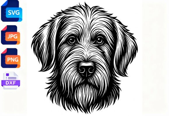 Shaggy Dog Portrait SVG, PNG, JPG, DXF