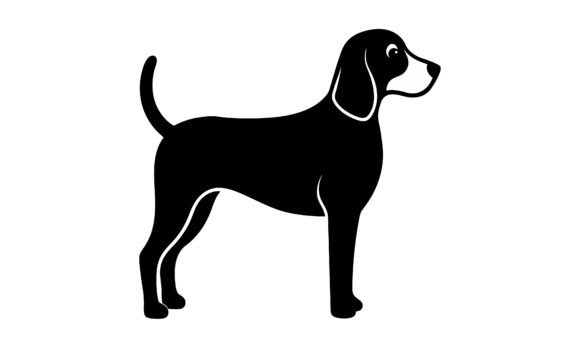 Simple Black and White Beagle Dog Svg