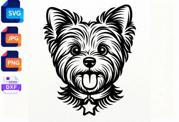 Yorkshire Terrier Dog Face SVG Cut File